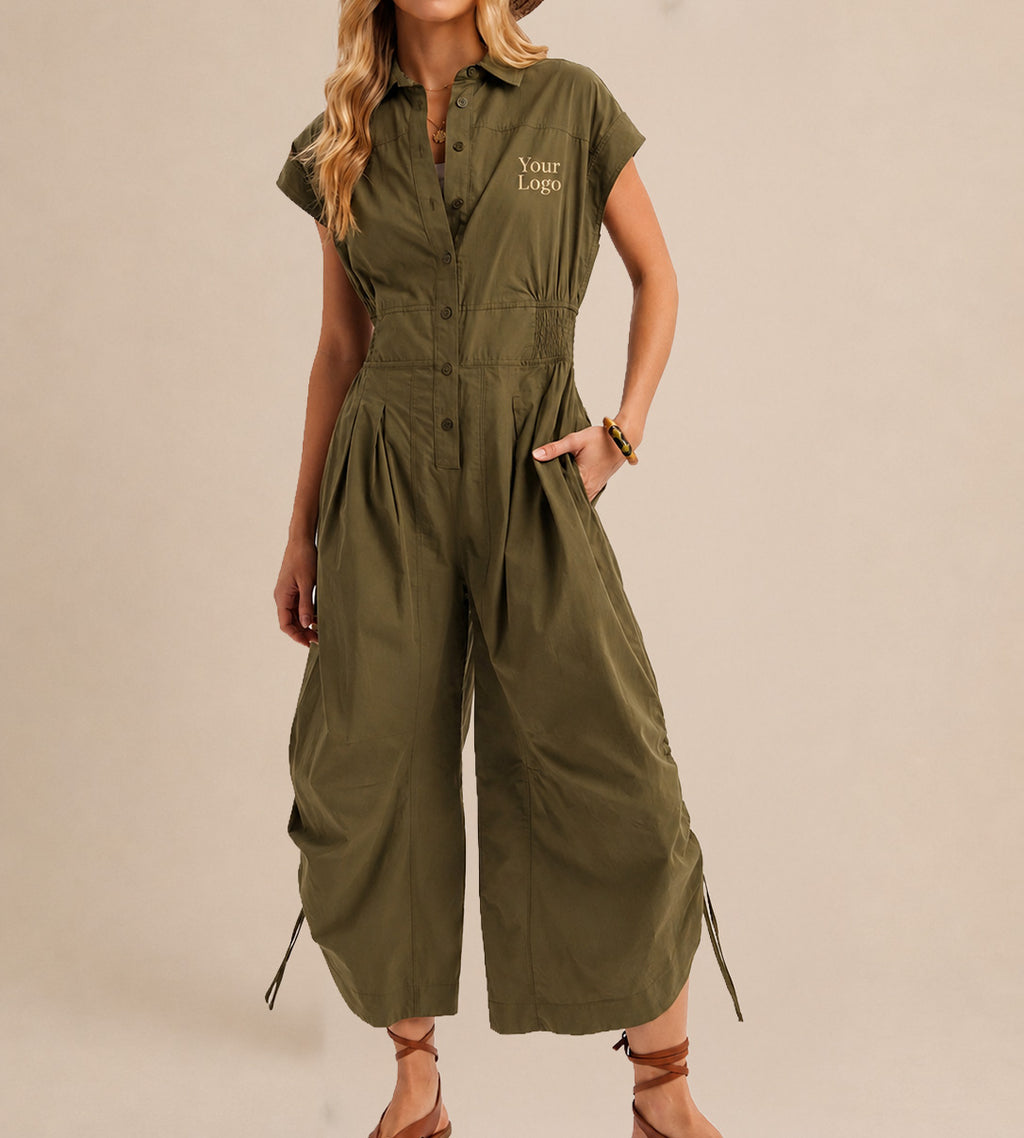 Button Down Utility Jumpsuit